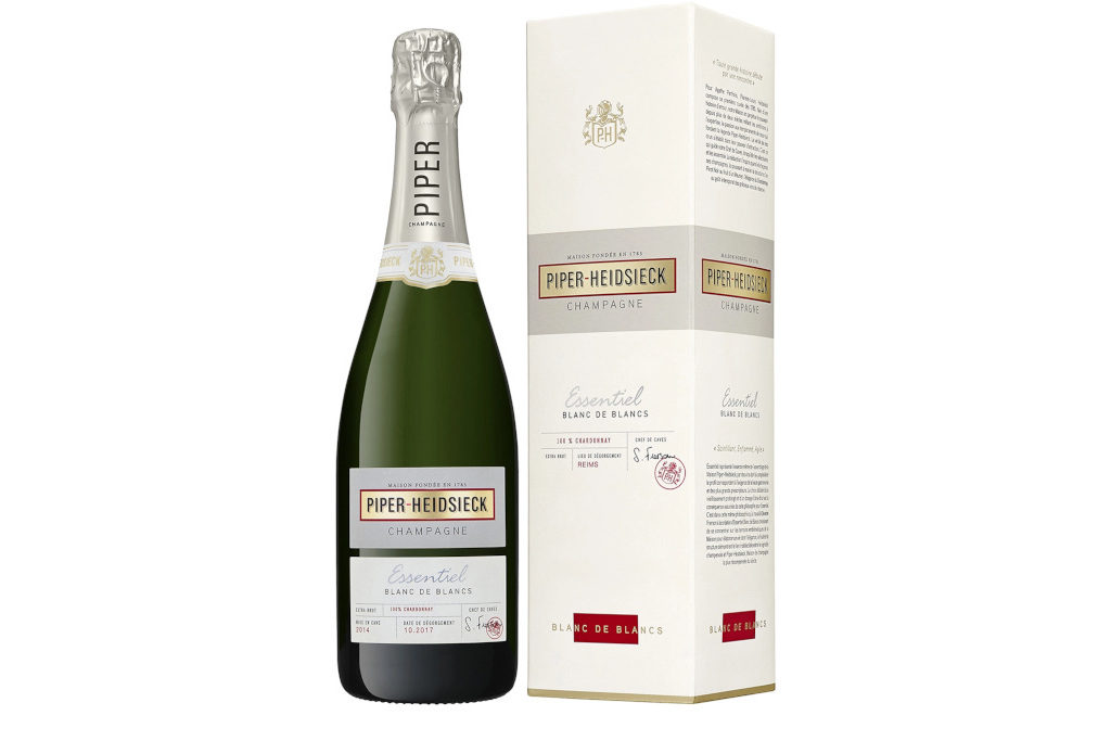 Bottle of champagne with white box