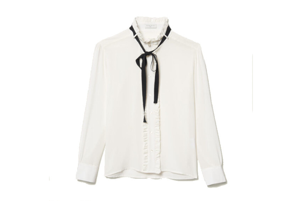 Silk blouse with black ribbon