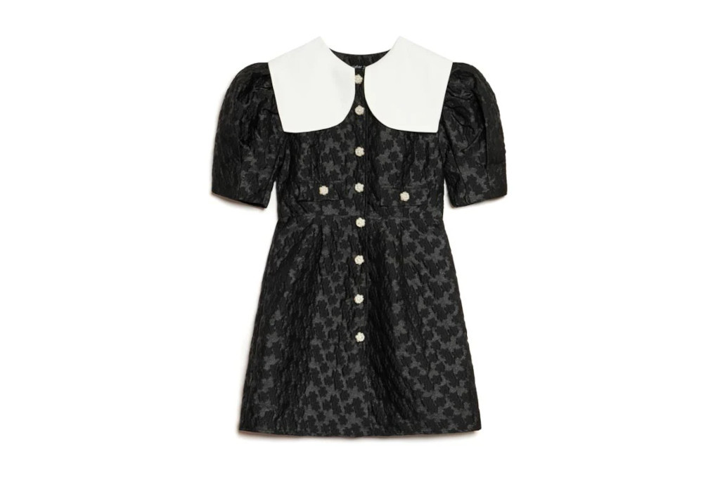 Black mini dress with white collar