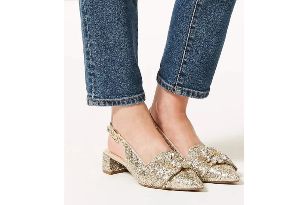 Silver slingback heels