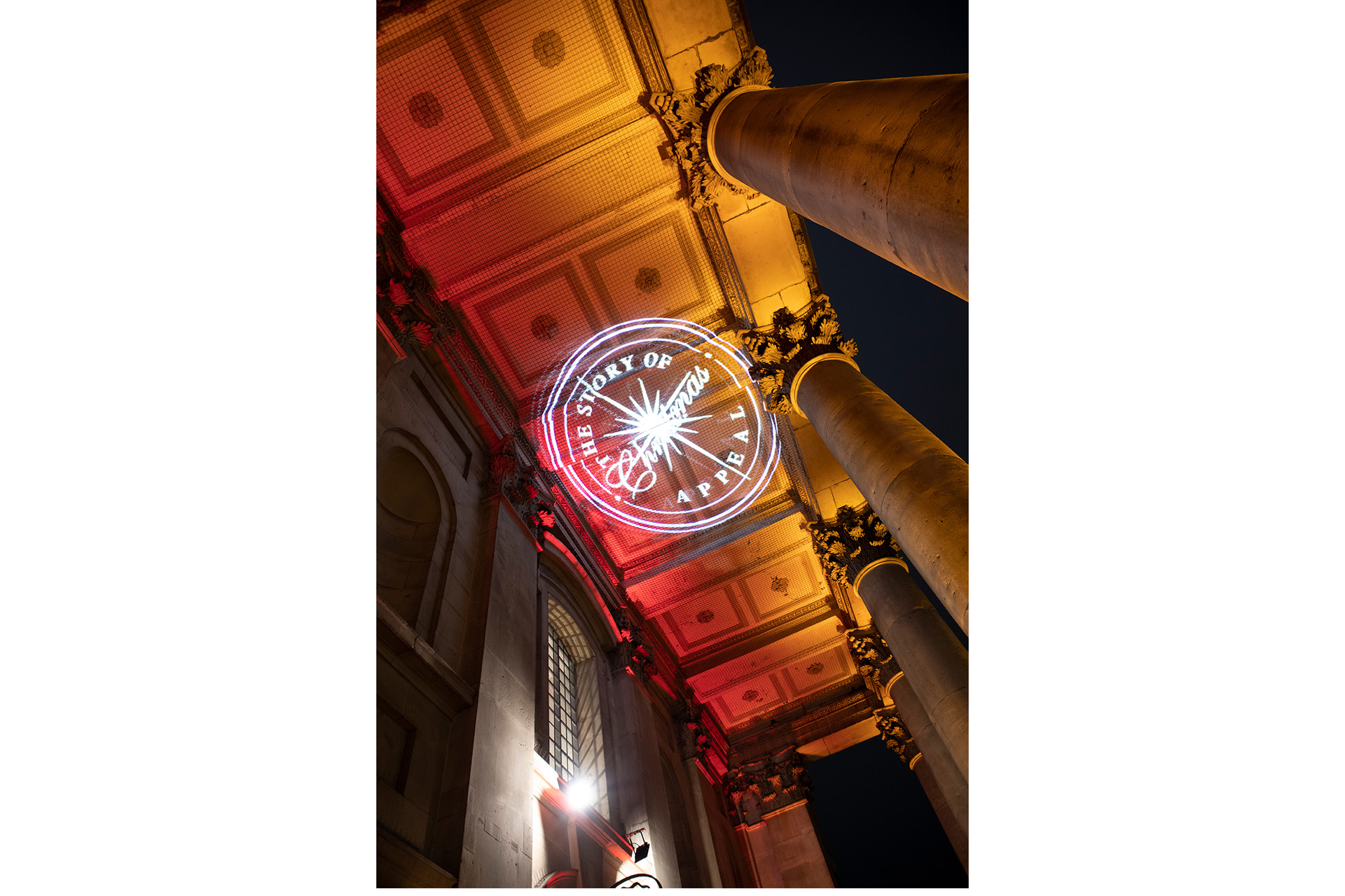 story of christmas projected onto a ceiling
