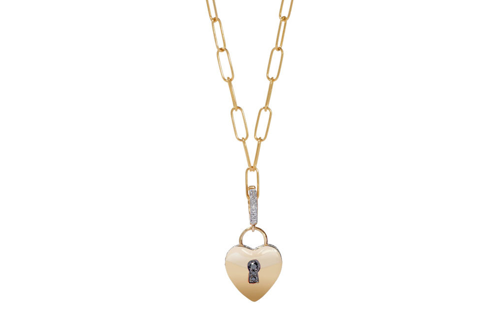 Gol heart padlock necklace