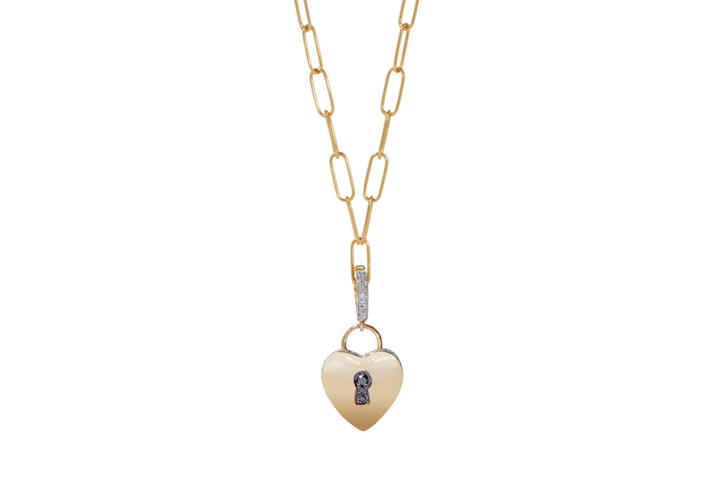 Gol heart padlock necklace