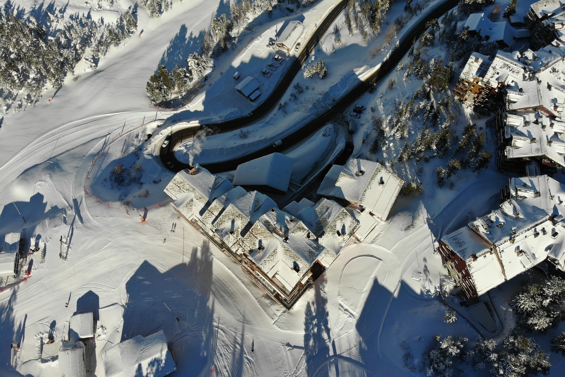 An aerial shot of Bear Lodge