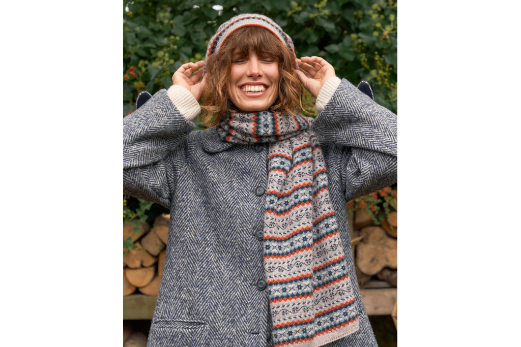 Woman in coat, scarf and hat