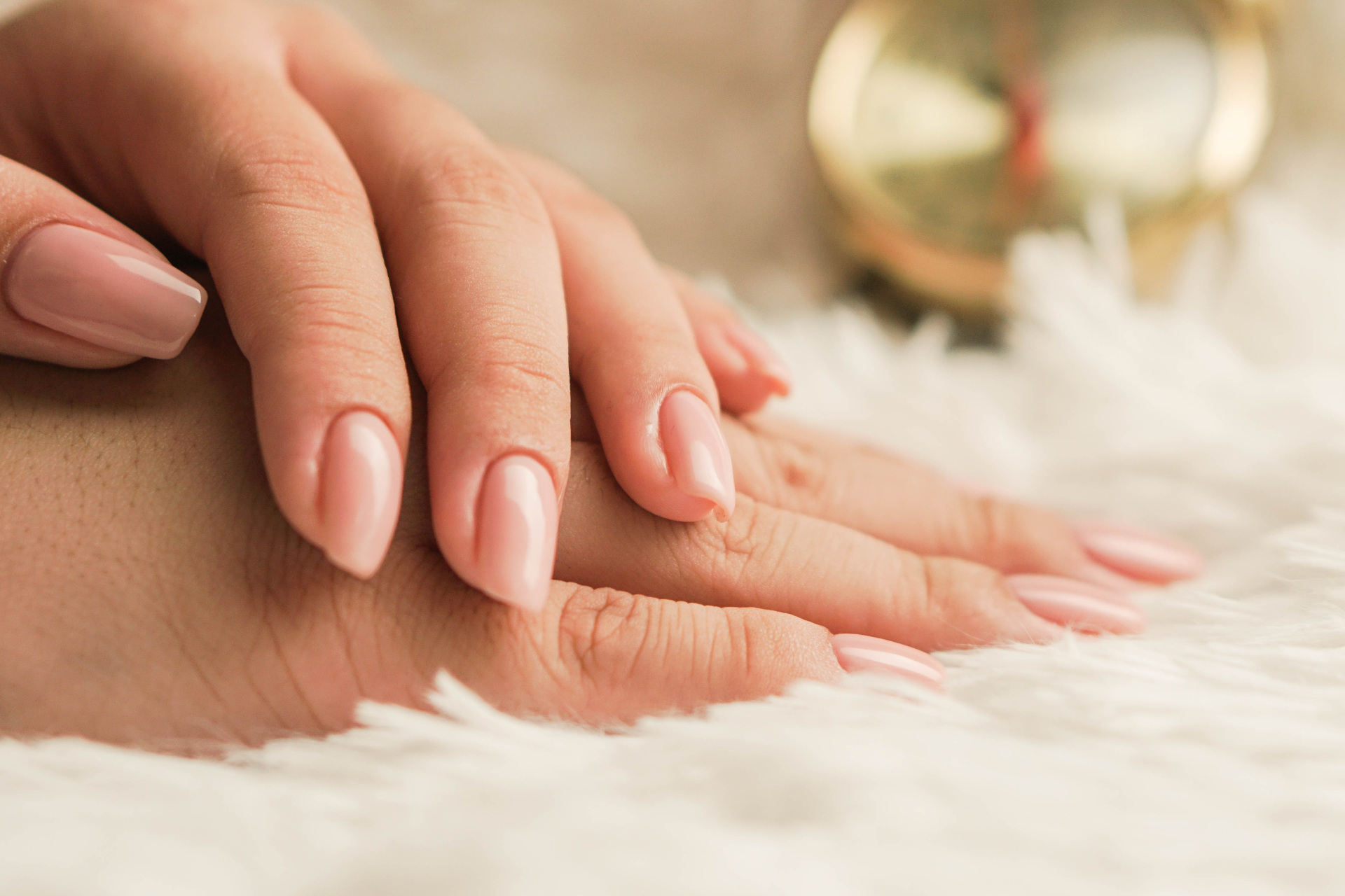 Close up of hands with painted nails