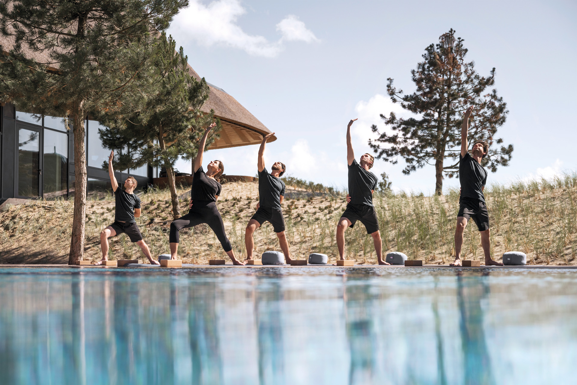 Yoga by the pool at Lanserhof Sylt