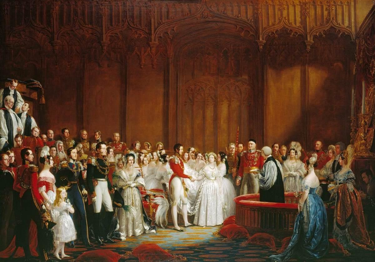 Painting of Queen Victoria and Prince Albert on their wedding day