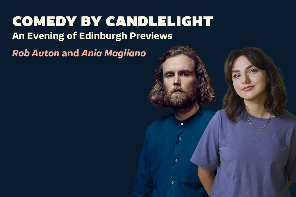 A promotional poster for Comedy By Candlelight at the Globe