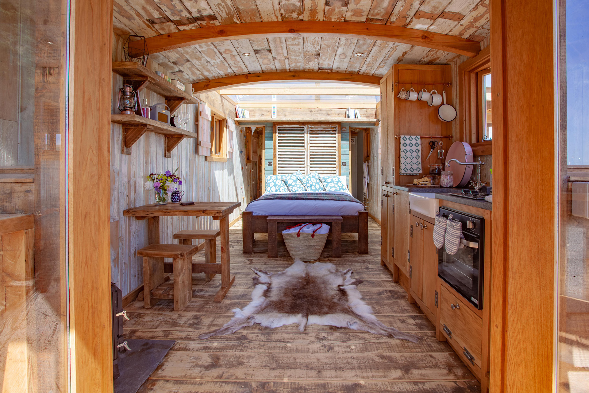 The interior of a holiday hut