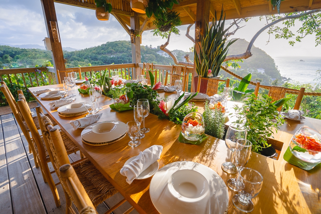A dining table on the terrace at BodyHoliday