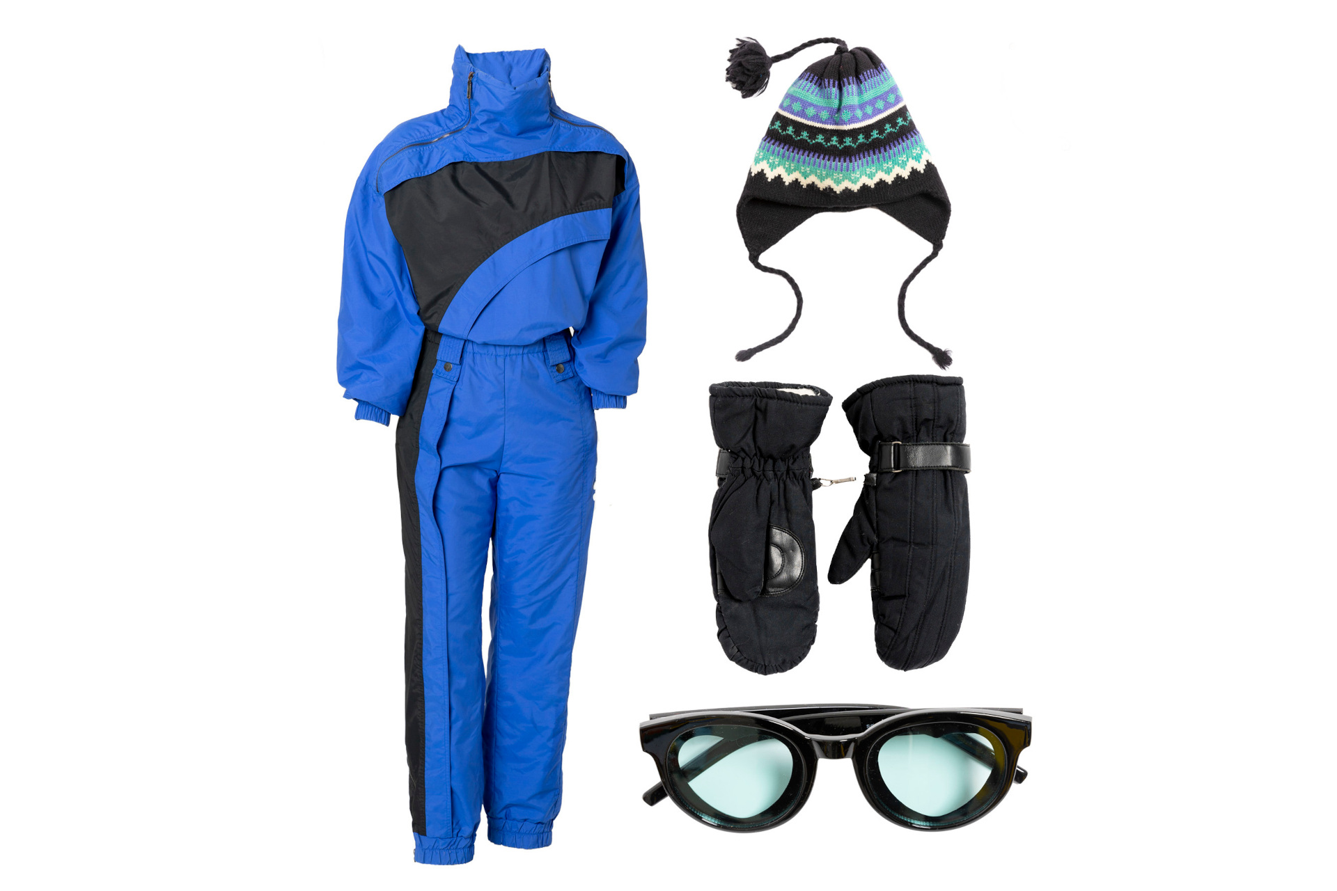 Blue and black skiwear