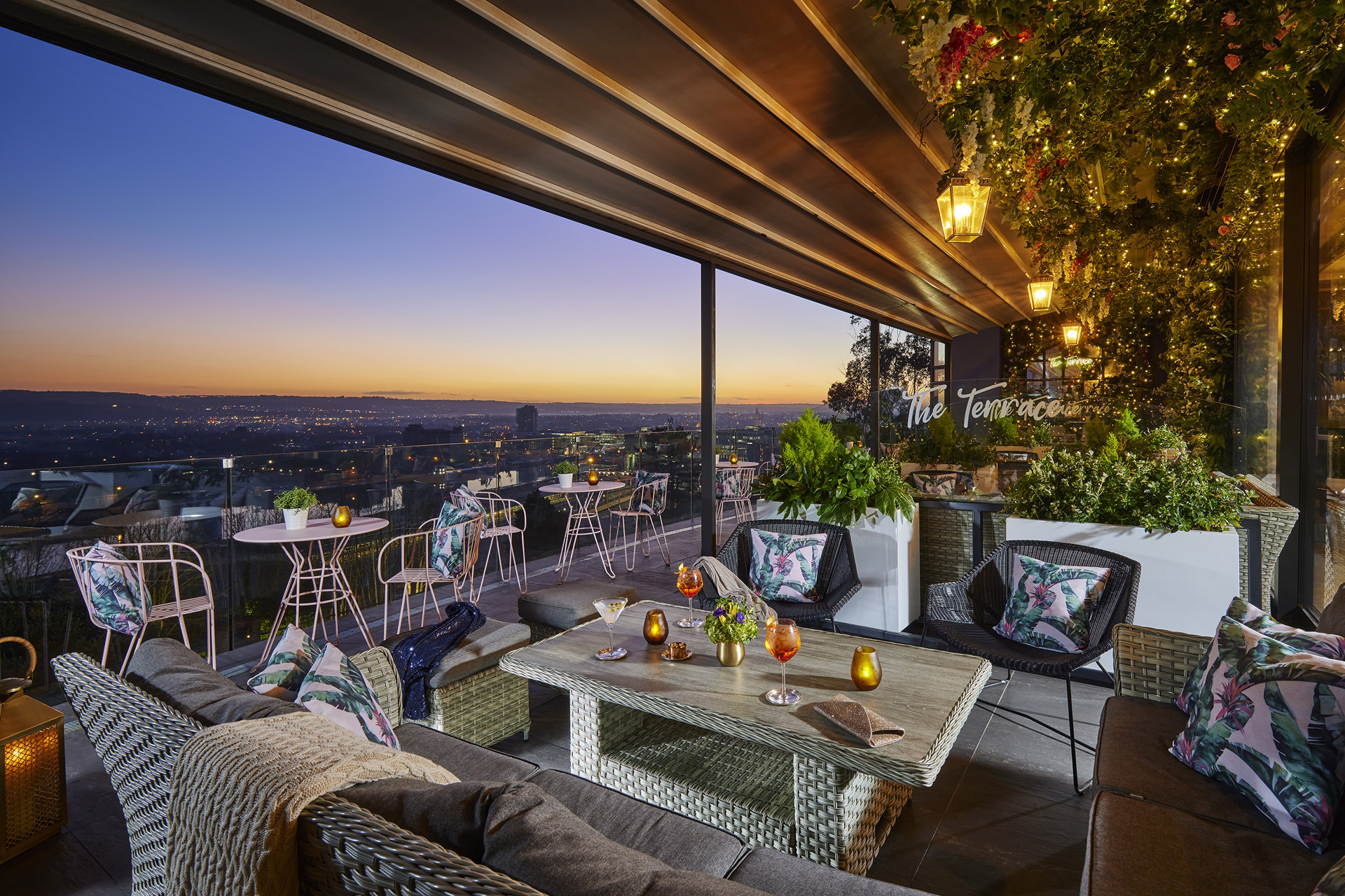 A hotel terrace overlooking Cork