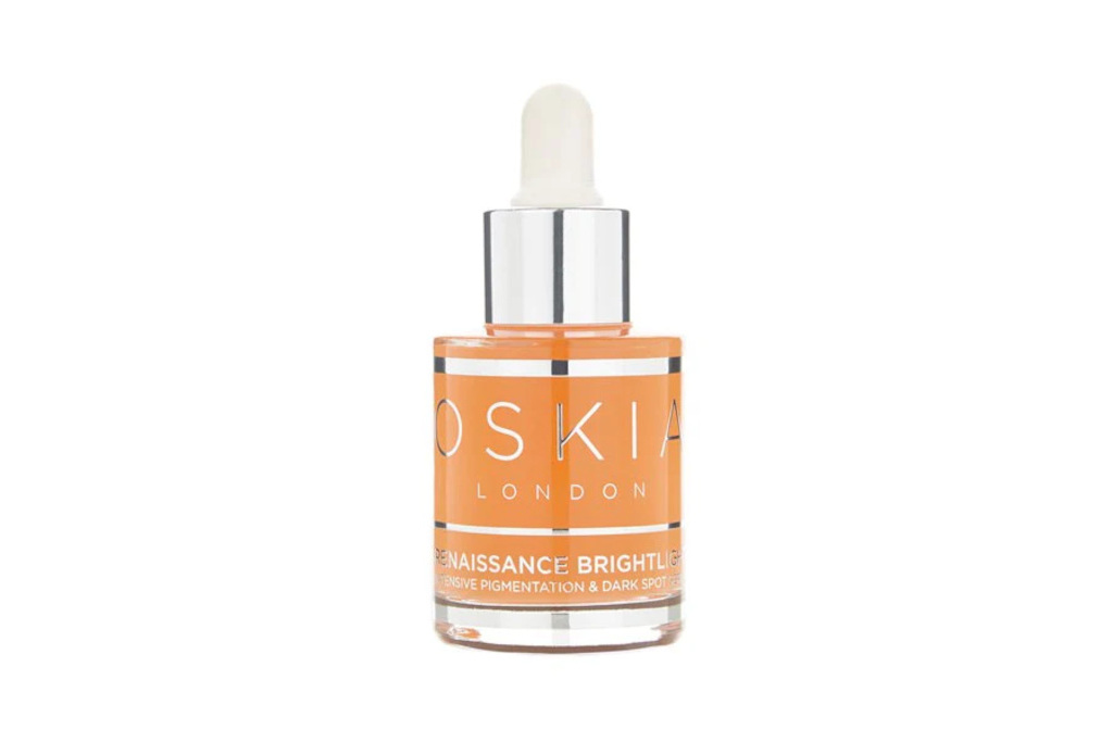 Orange serum bottle with silver top
