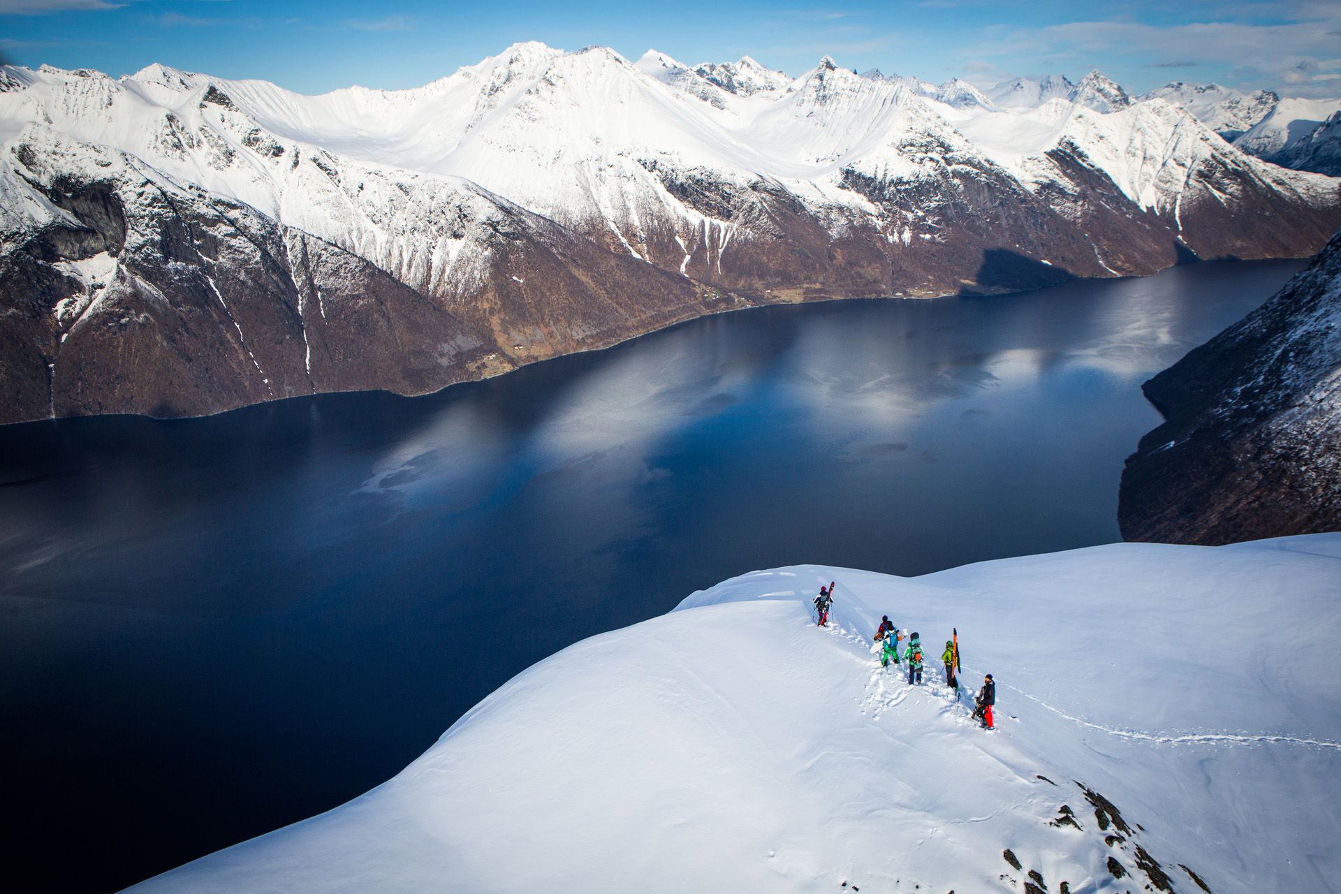 Holiday goers hiking through the snow