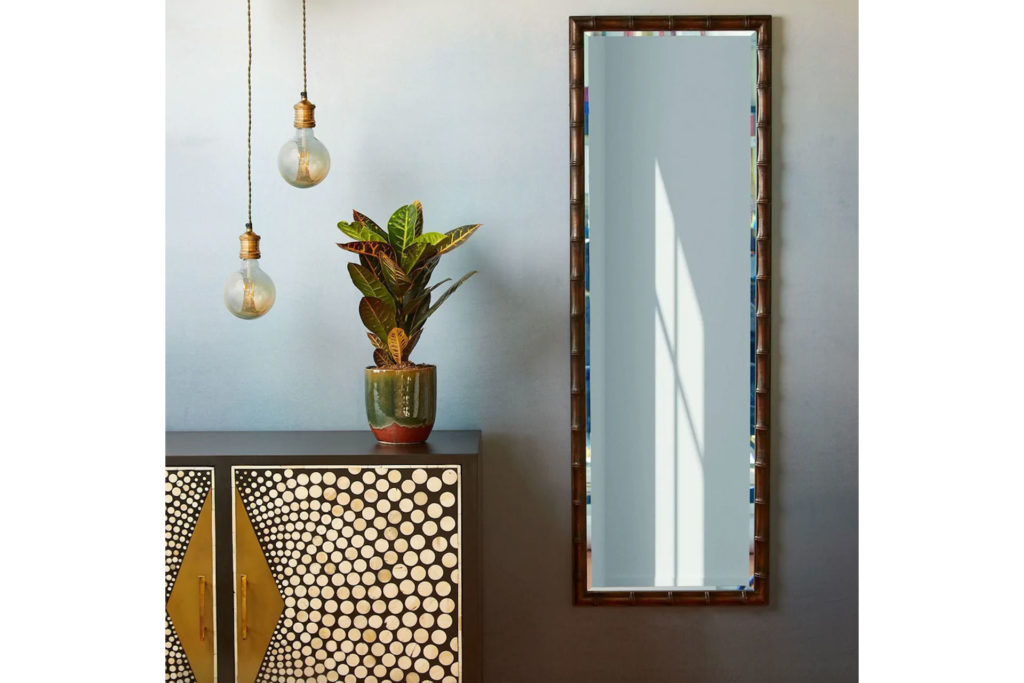 Rectangular mirror on wall