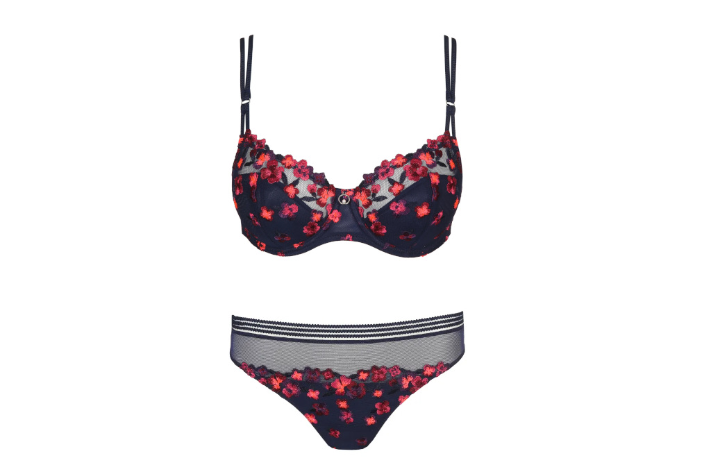 Black and red floral lingerie
