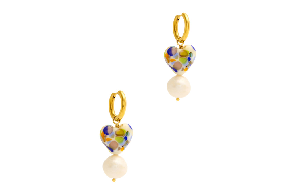 Heart earrings with pearls