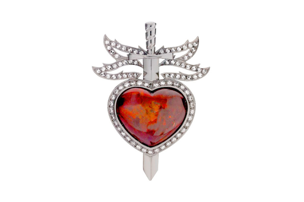 Red heart brooch