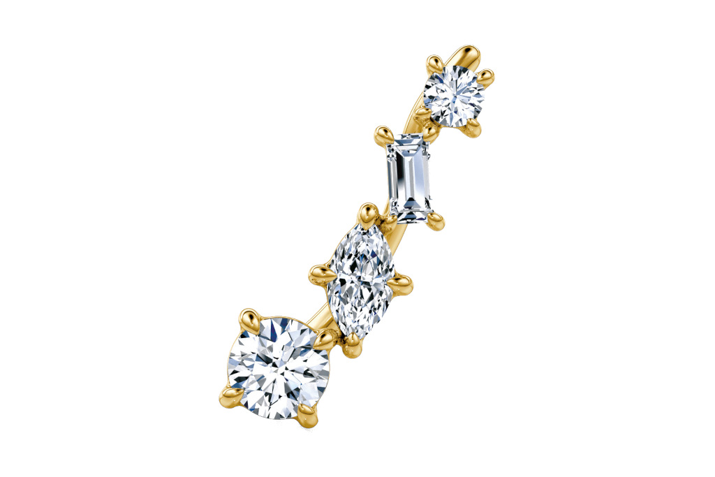 Gold and diamond ear climber
