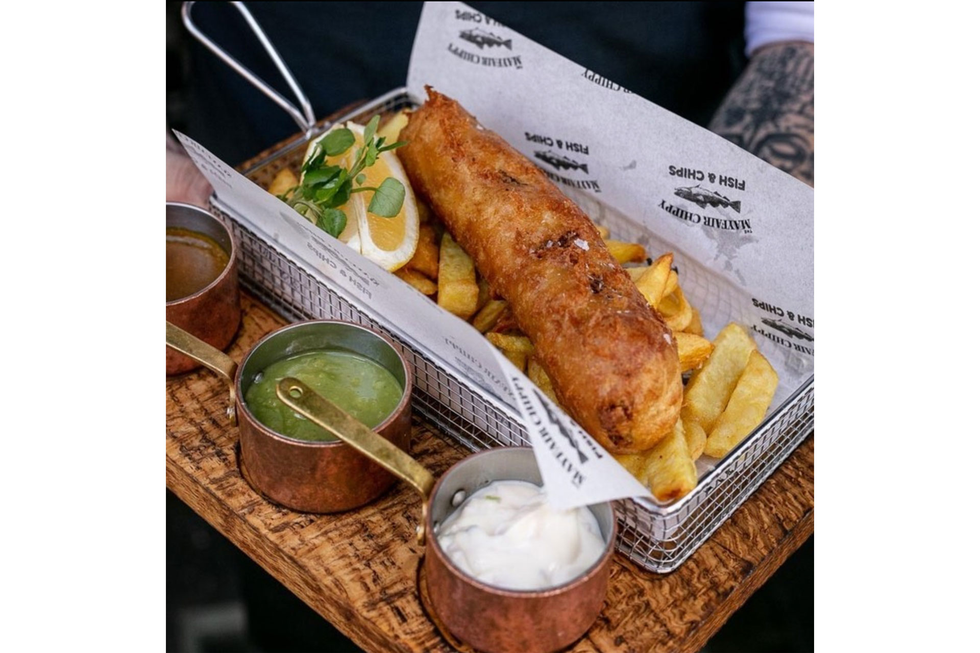 Vegan fish and chips at The Mayfair Chippy
