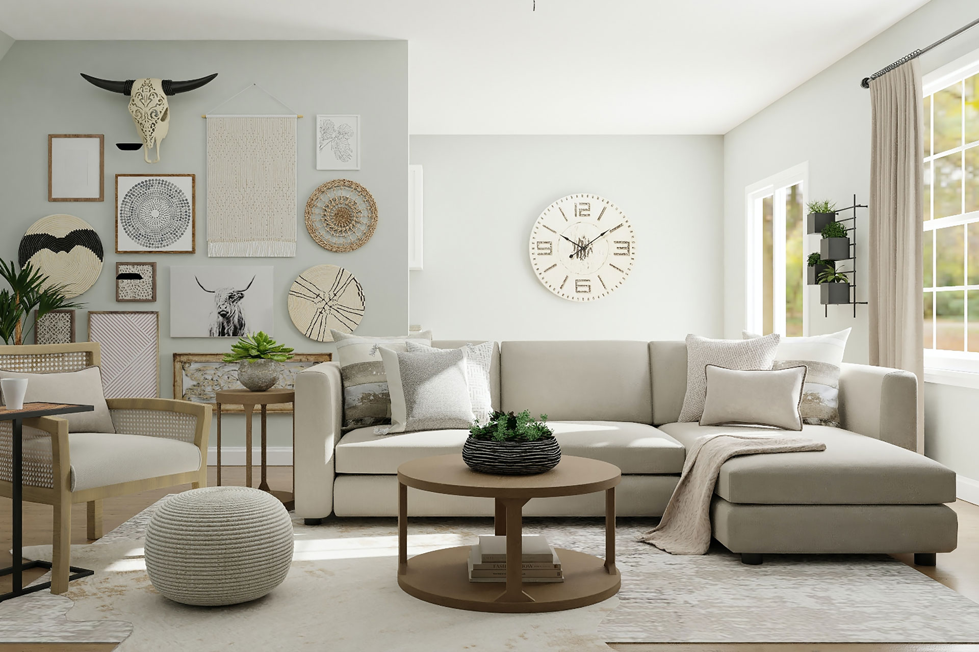 Living room area with white decor and fittings