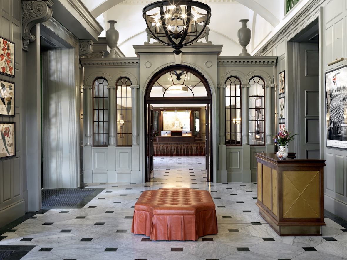 Foyer at University Arms hotel in Cambridge