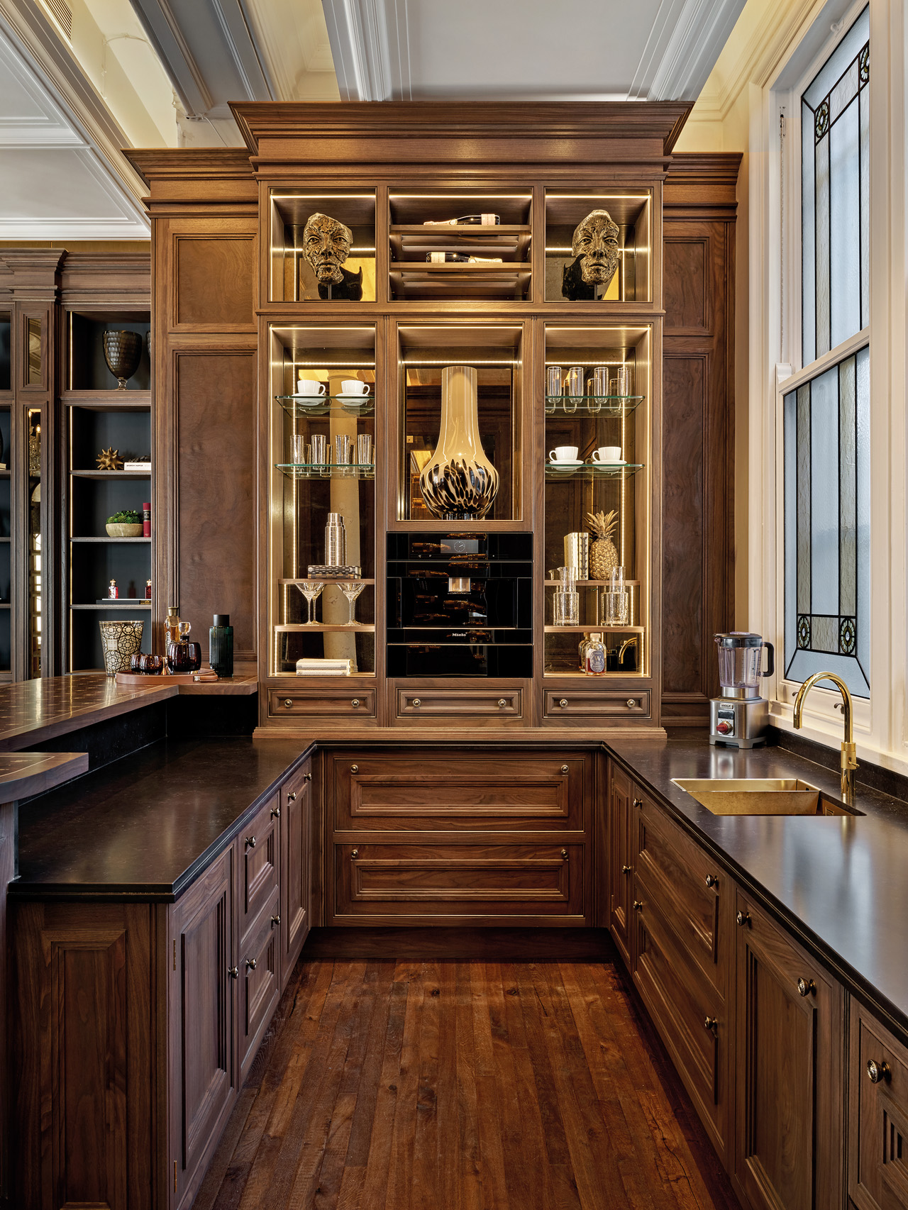 A wood panelled kitchen