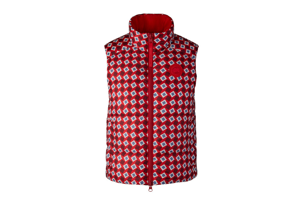 Red patterned gilet