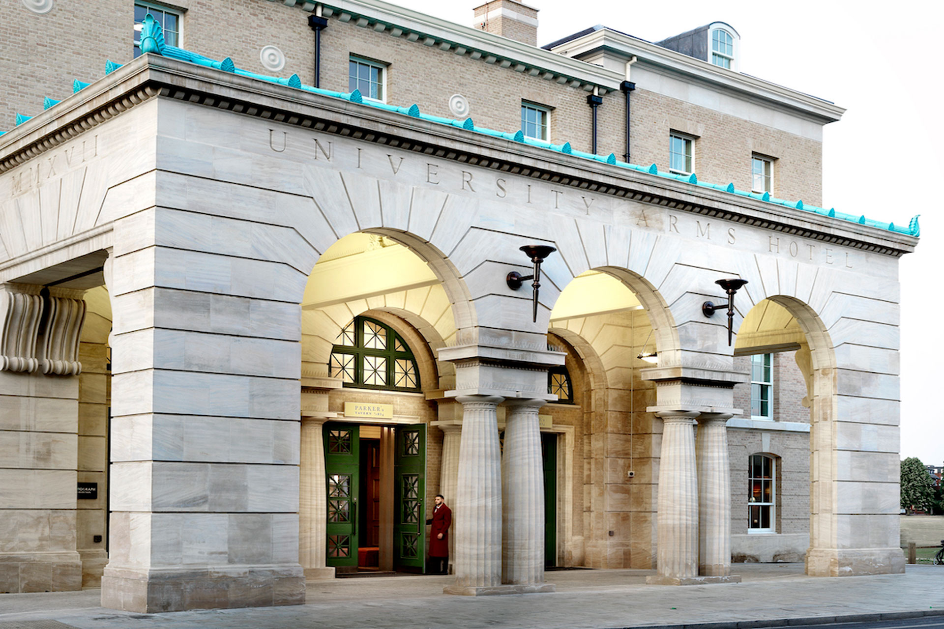 The exterior of University Arms Hotel in Cambridge.