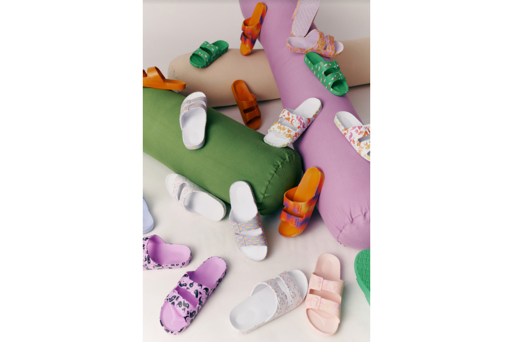 Colourful slides on the floor with cushions