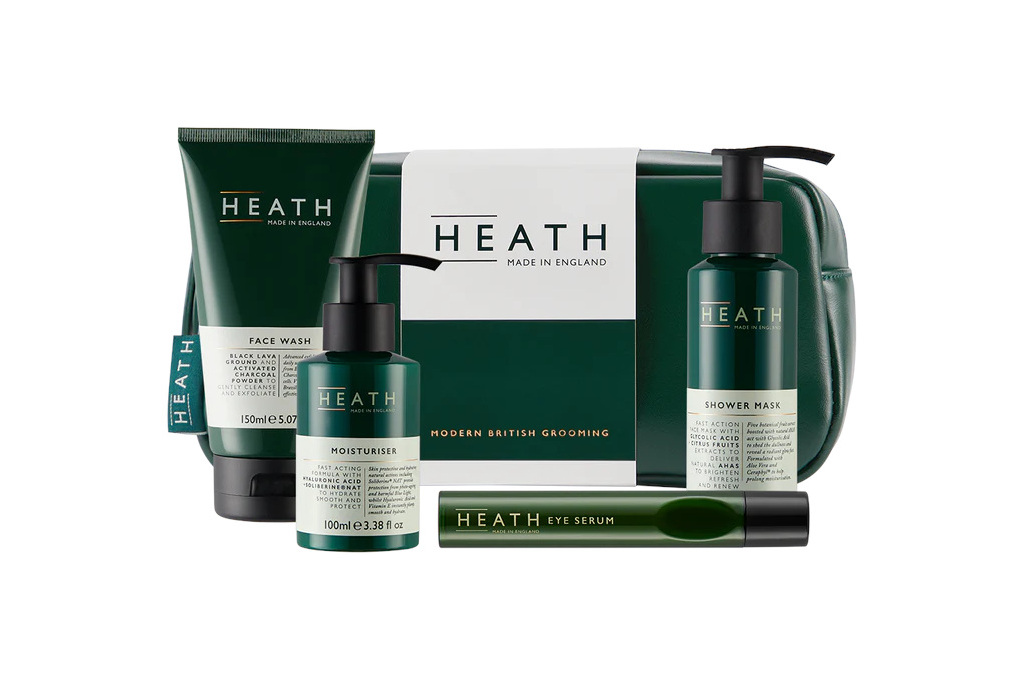 Green bag with skincare products
