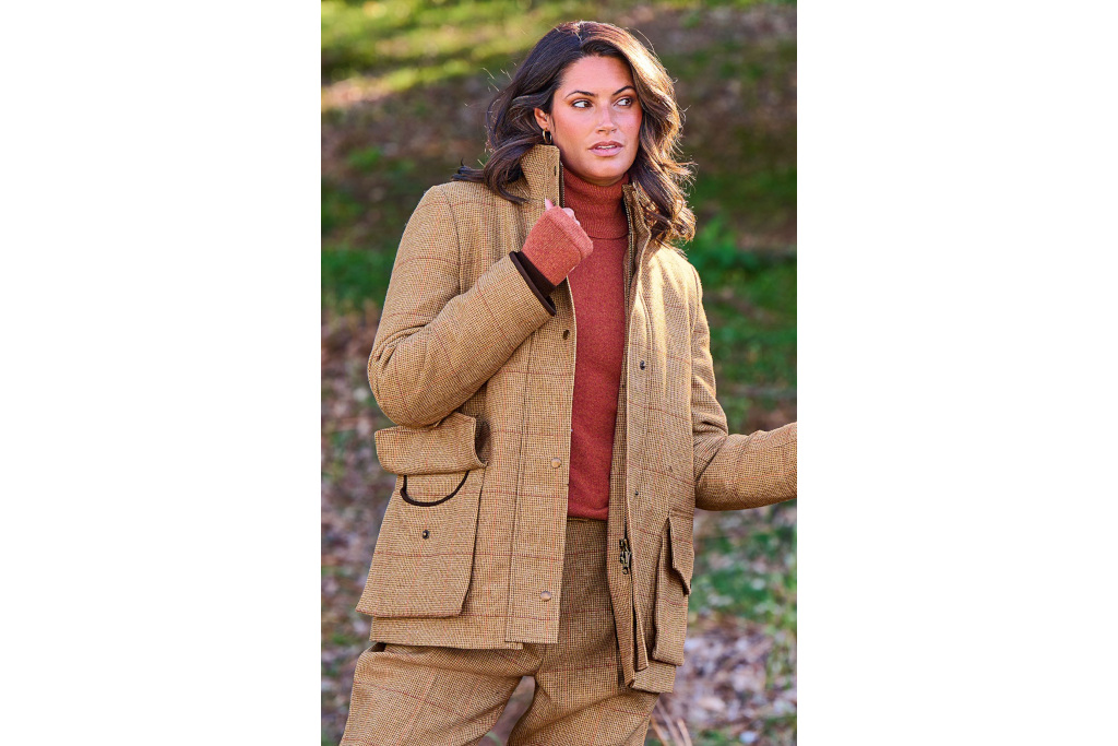Woman in tweed coat