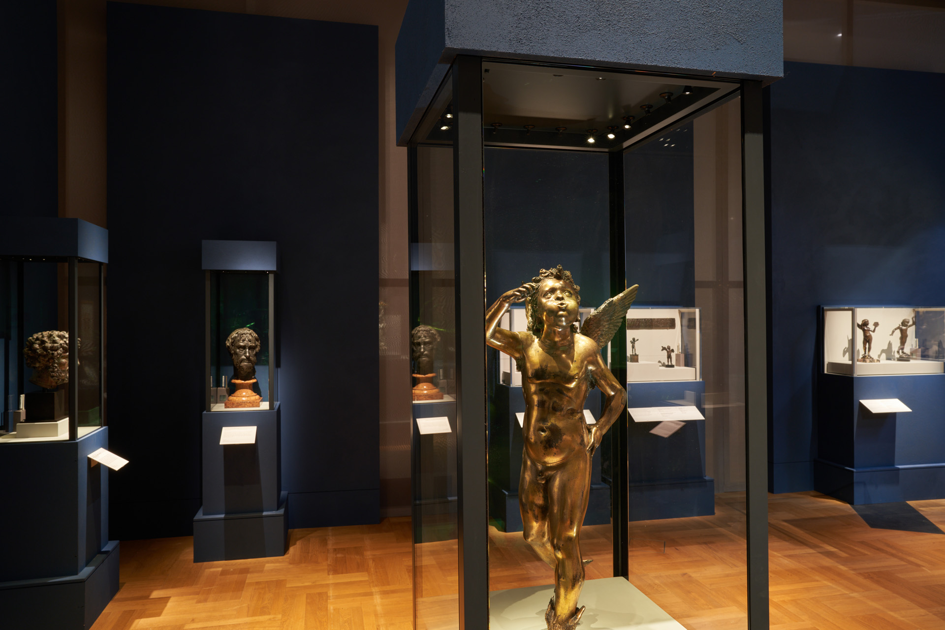 An installation shot of Donatello: Sculpting the Renaissance