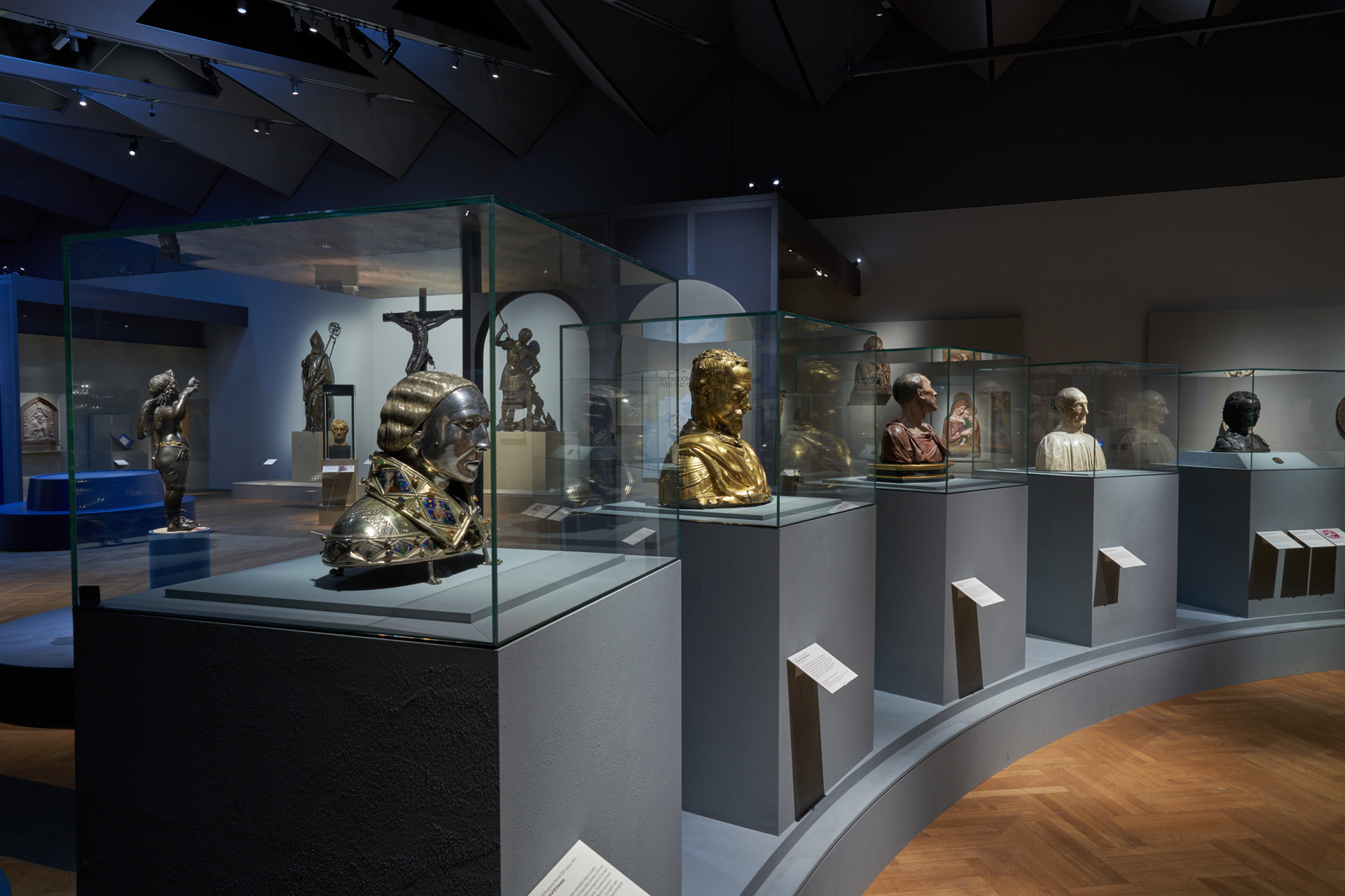 An installation shot of Donatello: Sculpting the Renaissance