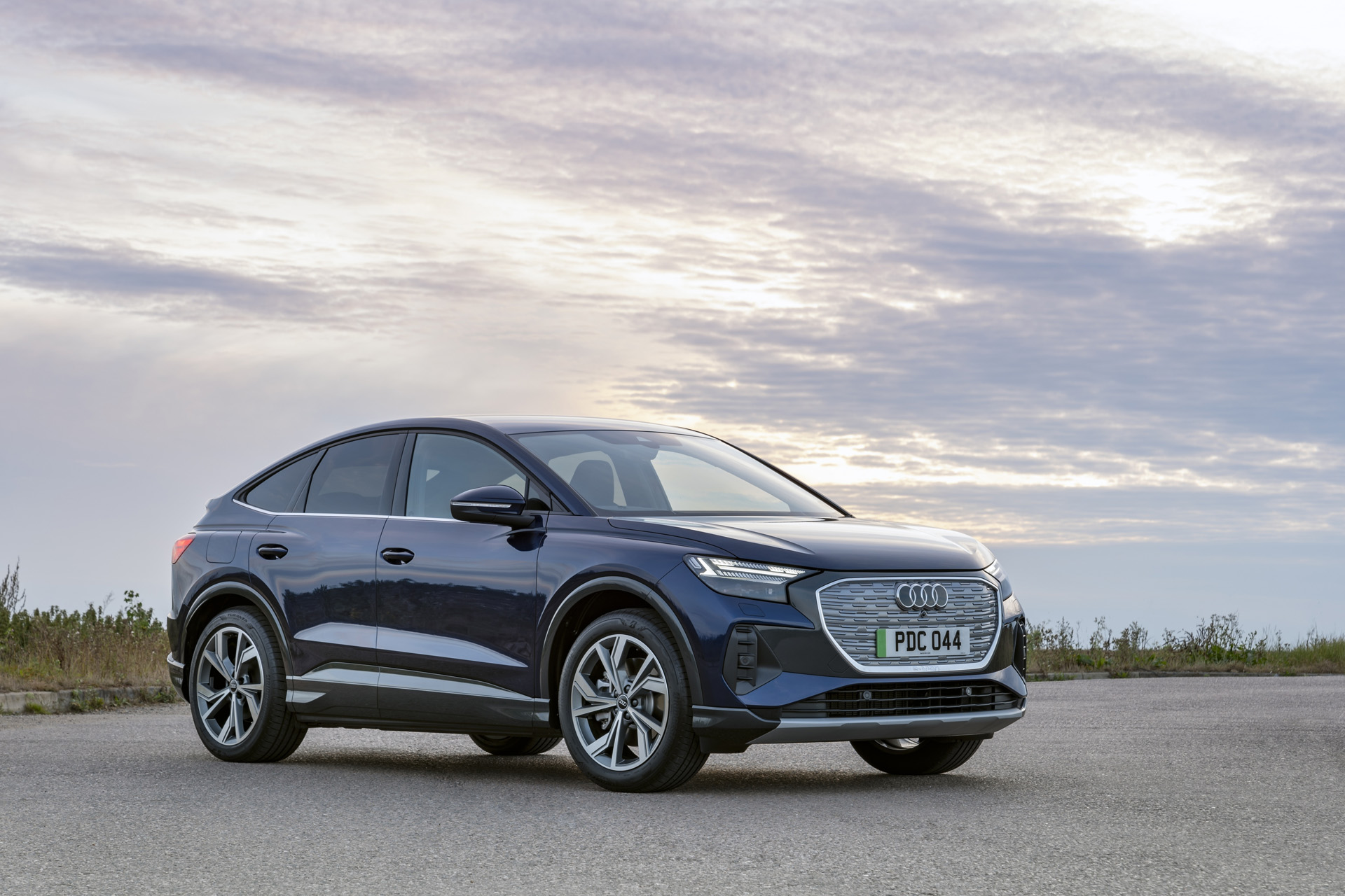 The Audi Q4 Sportback e-tron at dusk