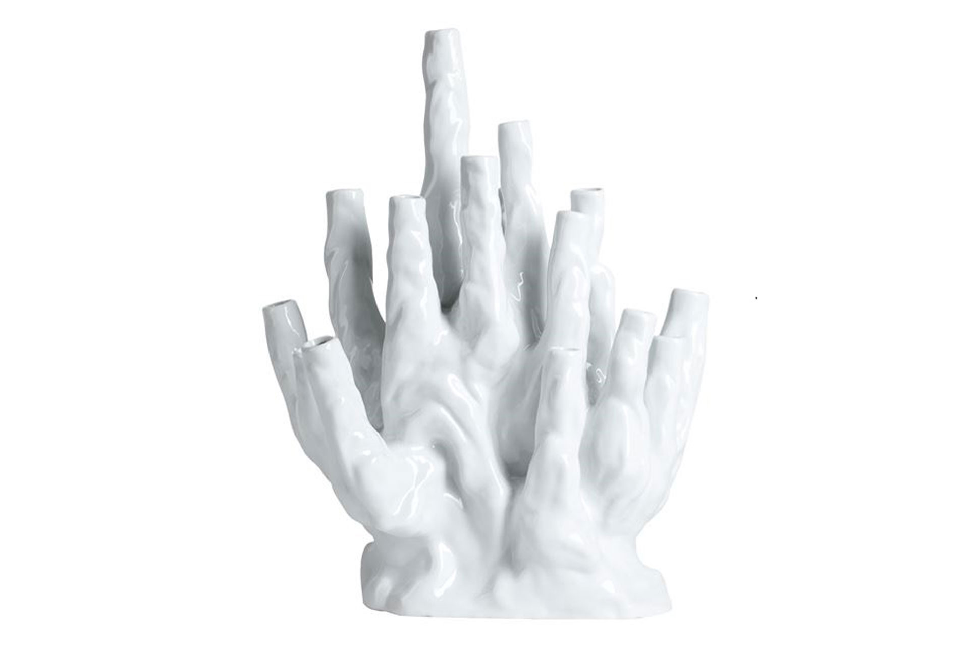 White porcelain Pols Potten vase crafted in the shape of coral.