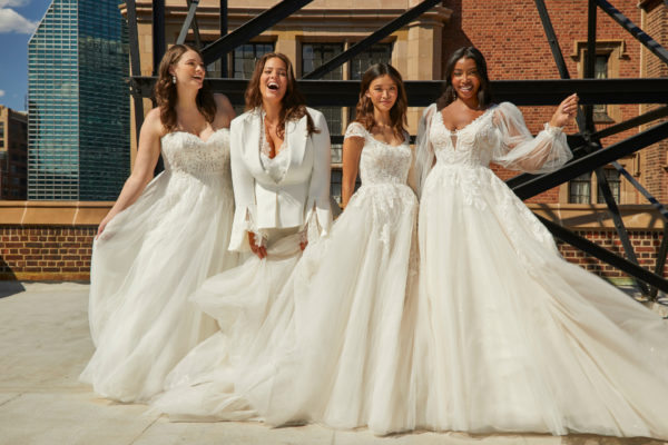 Woman in wedding dresses