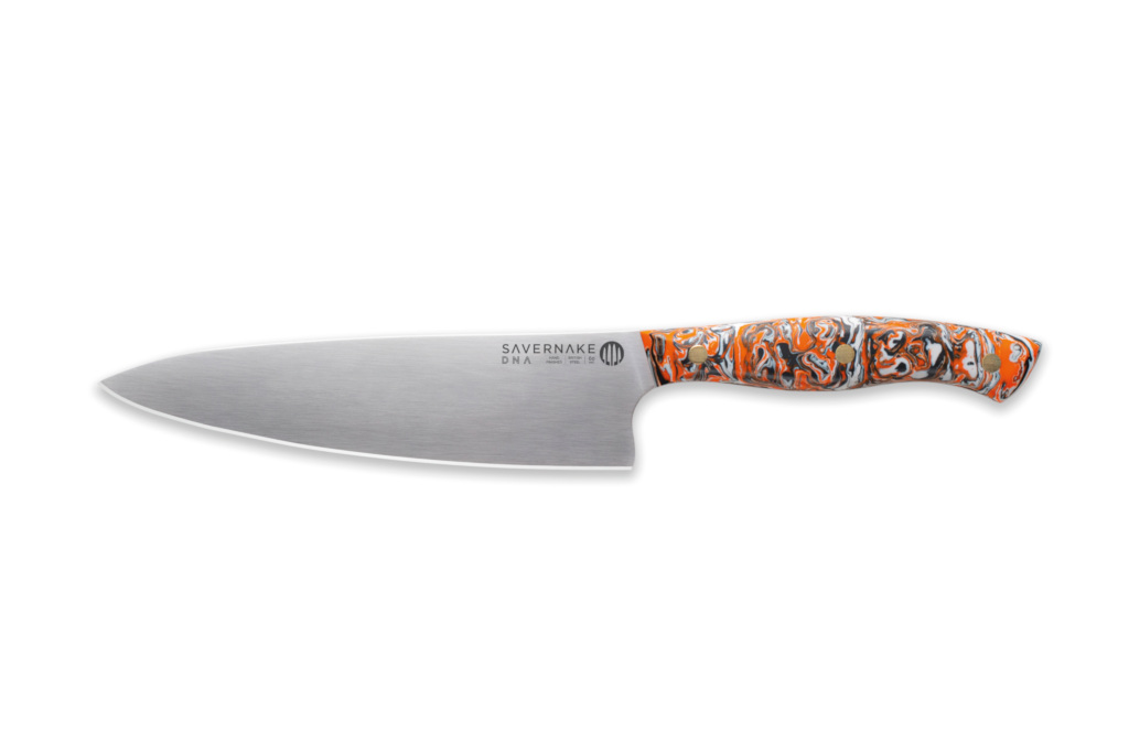 Knife with orange marble handle