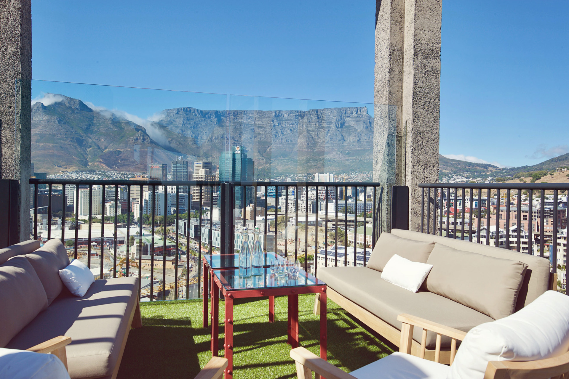 A table on The Silo rooftop overlooking Cape Town