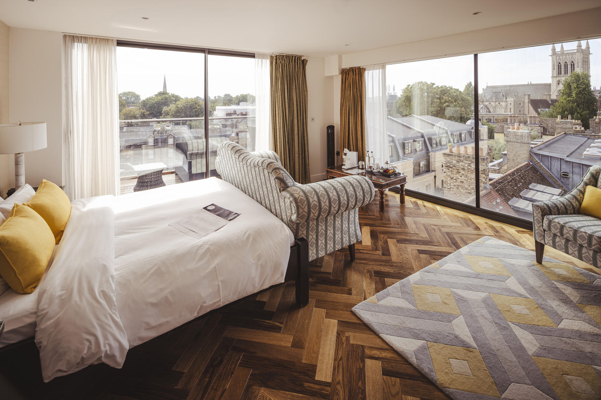 A corner bedroom at The Varsity Cambridge