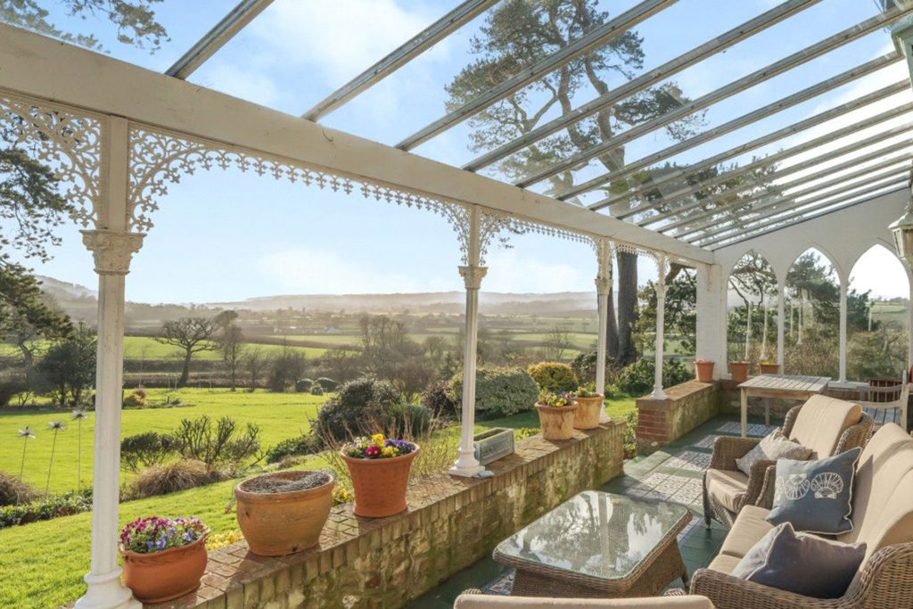 View of the Axe Valley from the terrace of a home in Axminster, Devon.