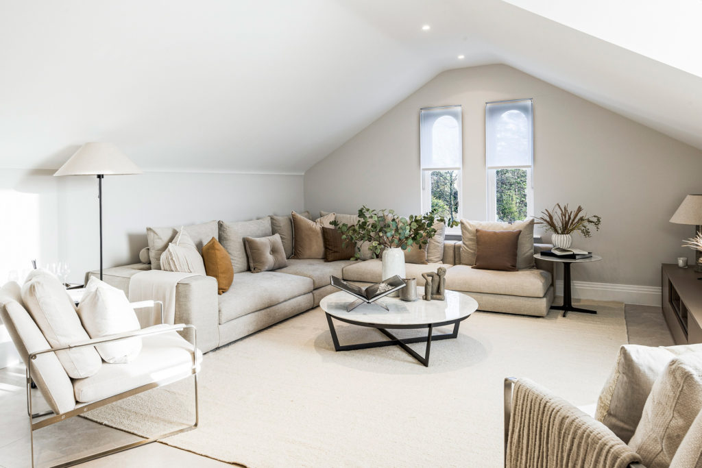 Living room in a Chapel View apartment
