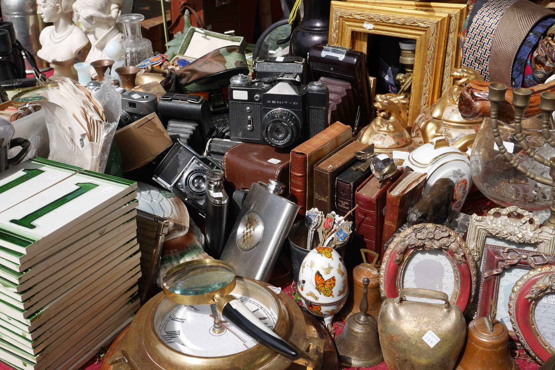 a range of vintage items at a fleamarket