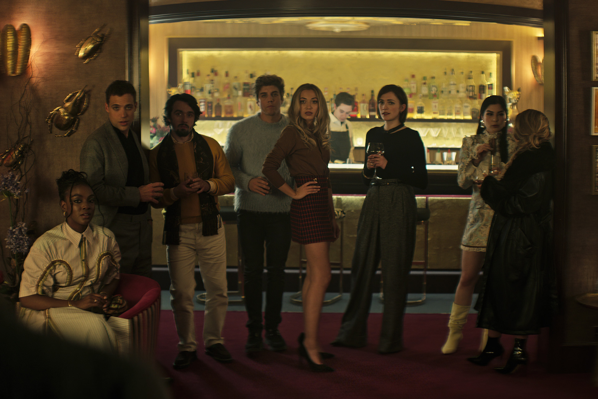 The cast of You at the fictional Sundry House in London