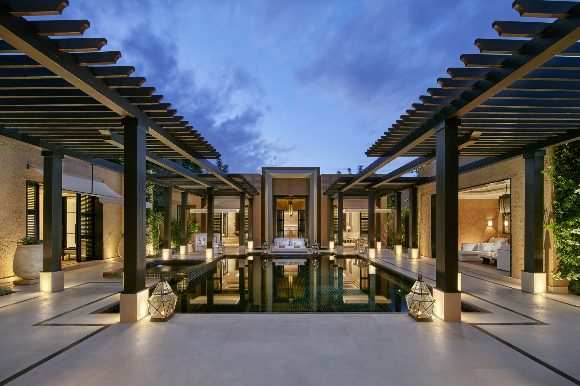 The exterior of a pool villa at Mandarin Oriental, Marrakech