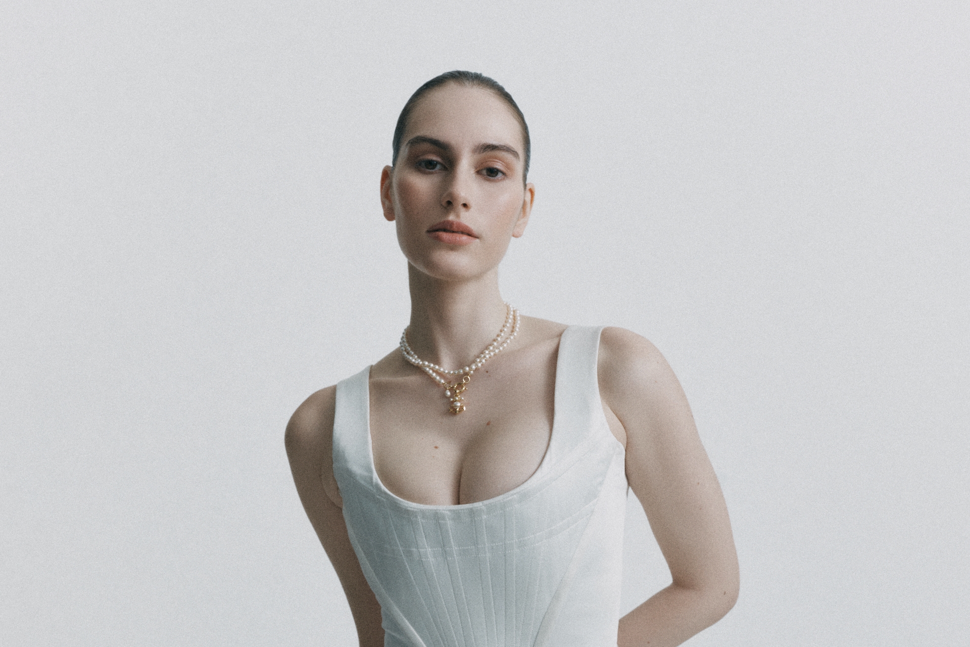 wedding shoot vivienne westwood corset necklace