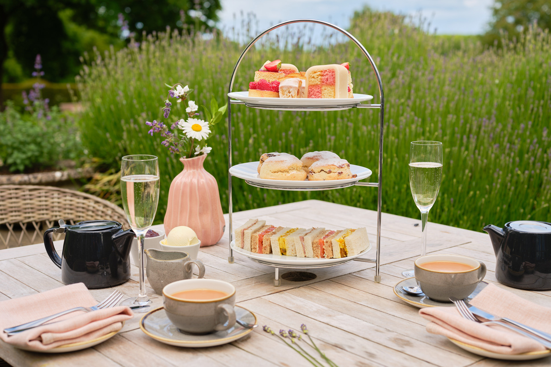 Afternoon tea surrounded by tall grass