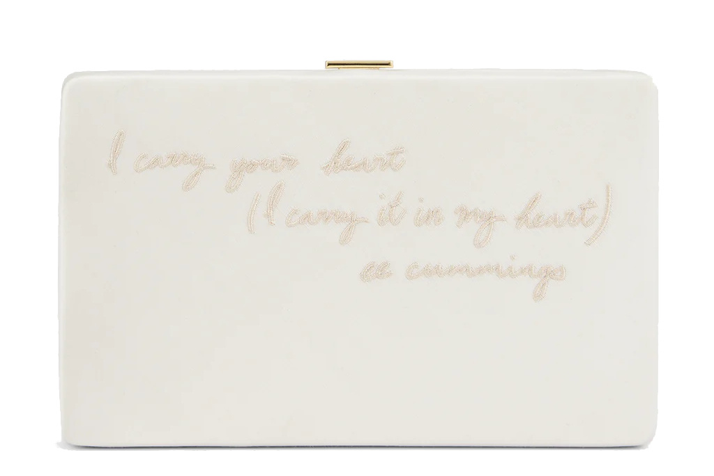 Ivory embroidered clutch