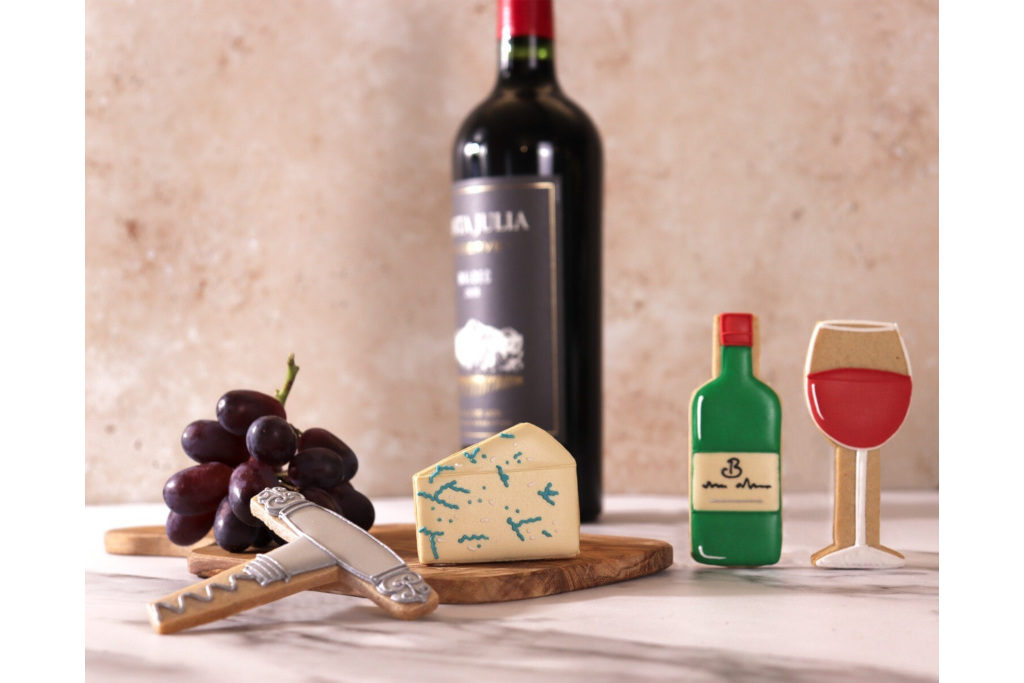 Cheese and wine themed biscuits